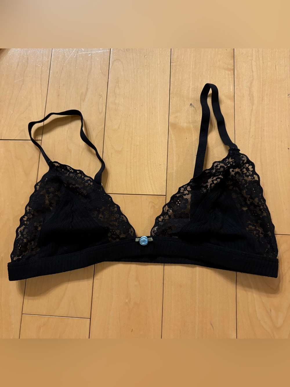 Out from Under Black Lace Triangle Bralette Medium Urban Outfitters